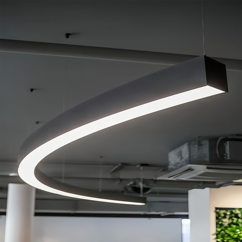 Arc Shaped Led Hanging Gym Pendant Lamp in Black