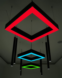 Modern 2ft Aluminum Square RGBW Pendant Lamp 