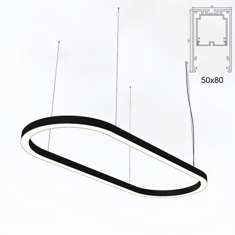 Customized Suspended Oval Shape Pendant Linear Light for Office 