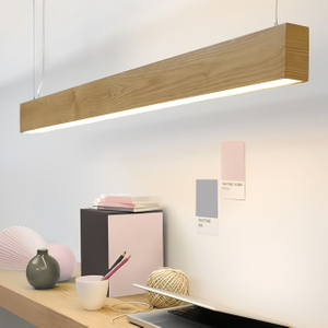 Wood Finish Aluminium Linear Pendant Light 