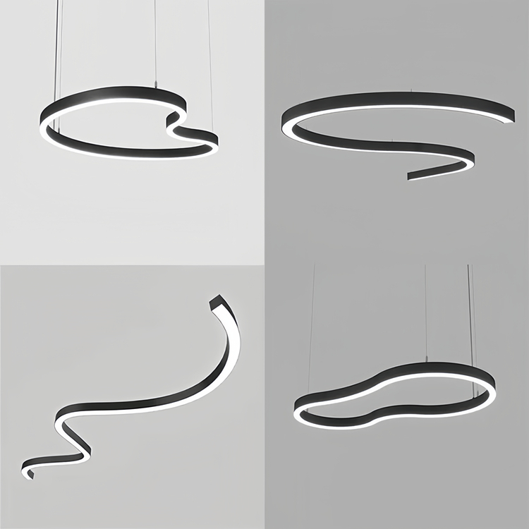 Custom Hanging Linear Light installation in a modern commercial office space